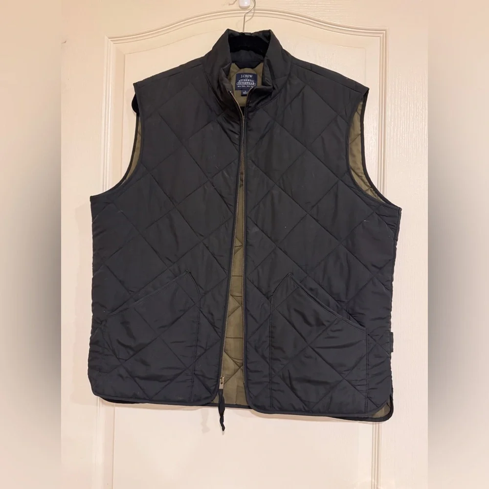 J. Crew black and brown quilted vest​​​​